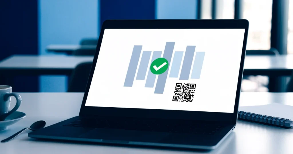 Laptop exibindo fatura eletrônica validada com QR code, tema SIFEN no Paraguai