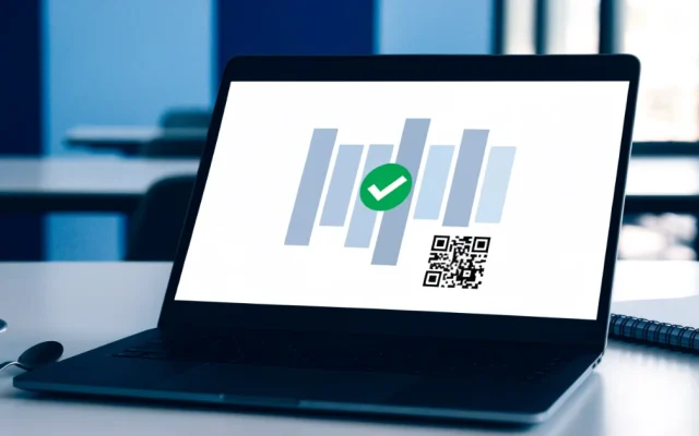 Laptop exibindo fatura eletrônica validada com QR code, tema SIFEN no Paraguai